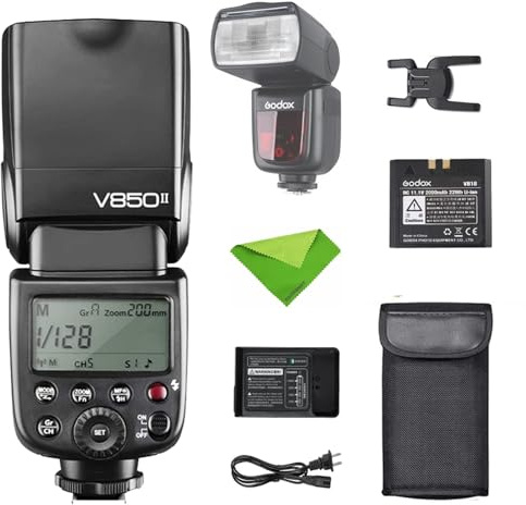 Godox V850II V850 Flash for Sony Canon Nikon Pentax Fuji Olympus Panasonic GN60 2.4G 1/8000s HSS 650 Full-Power Flashes 2000mAh Li-ion Battery 1.5s Recycle Time Camera Speedlight Speedlite (NO TTL)