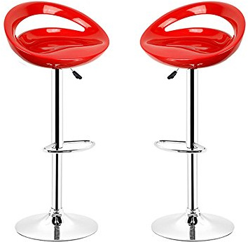 BUTUN Barhocker 2er Set aus ABS-Kunststoff, Höhenverstellbare Barstühle, 360° Drehstuhl, Barstuhl Küche für Patio Bar Wohnzimmer Lobby (Rot)