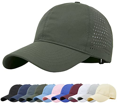 Baynetin Mesh Baseball Kappe, Atmungsaktive Schnell Trocknend Basecap, Masche Freizeit UV Baseballmütze Sport Cap Verstellbar (Armeegrün)