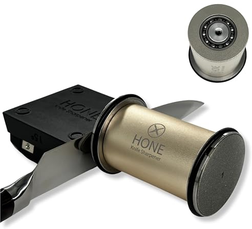 𝗛𝗢𝗡𝗘 𝗞𝗻𝗶𝗳𝗲 𝗦𝗵𝗮𝗿𝗽𝗲𝗻𝗲𝗿: Engineered in Canada, with Ball Bearings, Helps Repair and Restore Blades, Detachable Two-Sided Diamond Sharpening Plates