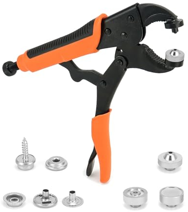 QWORK® 60 Sets Metall Druckknöpfe mit 3 austauschbaren Matrizen und Zange - Robustes Druckknopf-Werkzeugset zur Reparatur von Planen, Planen, Bootsplanen