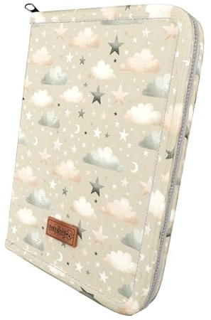 Bebesar® Portadocumenti bambino impermeabile - Custodia per libretto sanitario bebè - Organizer documenti per neonati e donne in gravidanza - Regali originali per neonati (stelle grigie)