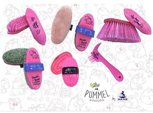 RL24 - Bürsten-Set Pummelfee von Haas (6-teilig) | Putzzeug für Pferde | enthält 6 Pferdebürsten | entfernt Staub, Schmutz & loses Haar | Fellpflege & Glanz | Pferde Zubehör in pink