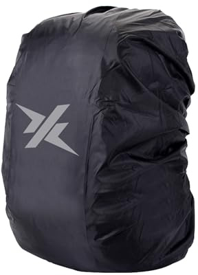 Uxney Rucksack Regenschutz mit reflektierendem Streifen für Bergsteigen, Reisen, Radfahren, Camping und Outdoor (Schwarz, L)