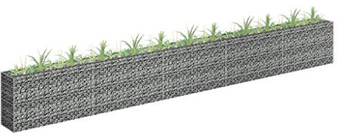 Homgoday Lit Surélevé à Gabion Acier Galvanisé Jardinière à Gabion Jardin Fleur Plante Surélevé Lit Panier de Gabion pour Terrasse Extérieur