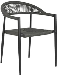 Home ESPRIT Gartenstuhl, Schwarz, Dunkelgrau, Aluminium, Rattan, 56 x 60 x 78 cm