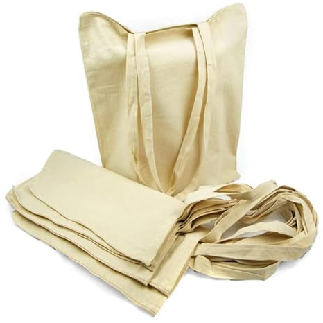 Adri 5 Stofftasche zum Bemalen – Baumwolltaschen mit Griffen – 38 x 42 cm – 144 g/m² – Einkaufstasche mit langen Griffen – Tragetasche aus Stoff – große wiederverwendbare Tasche., beige, 38x1x42