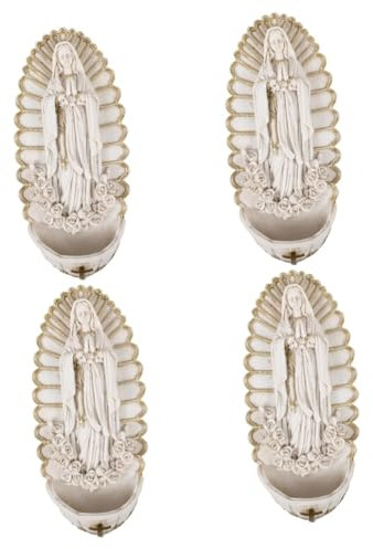PRETYZOOM 4pcs Holy Water Font Wall Decor Guadalupe Religious Wall Art Family Decor