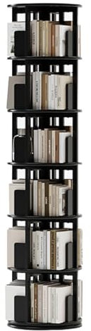 Drehbares Regal aus Massivholz für Haushalt, Wohnzimmer und Büro (schwarz, 193 x 45 cm), stabiler, langlebiger und breiter Sockel, ideal für Schlafzimmer, Arbeitszimmer, Klassenzimmer und Bibliothek