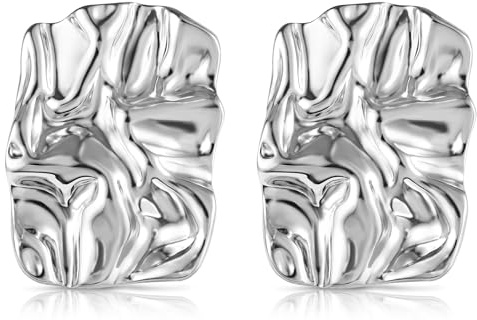 BOUTIQUELOVIN 14K Gold Dupes Ohrringe Silber Breit Groß Chunky Ohrstecker | Mode Statement Dupes Ohrringe Hängend Ohrhänger Dick Ohrstecker mit Anhänger Groß Chunky Klobige Tropfenohrringe Damen Frauen