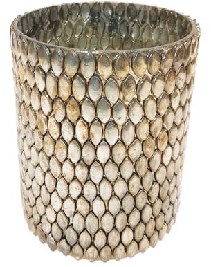 Creative Co-Op Mosaik-Kerzenhalter aus oxidiertem Glas, Zinn-Finish