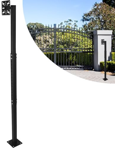 Keypad Mounting Post, Adjustable Heavy-Duty Keypad Pedestal Mount Bracket Universal 33-45 inches Stand Keypad Mounting Pedestal for Outdoor Automatic Gate Opener Systems, Metal Black