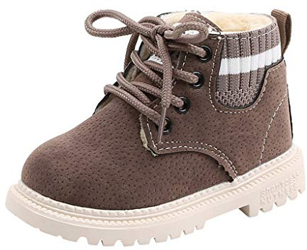 Winter Kinder Schneestiefel - Schneestiefel Outdoor Warm Gefütterte Wanderschuhe Leder Kampfstiefel Warm Gefütterte Barfußschuhe Kinder Kinder Winterstiefel Outdoor rutschfeste Winterschuhe