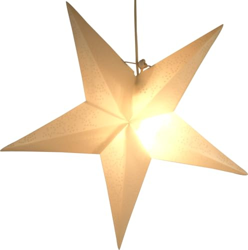 Wetterfester LED Außenstern Kassandra, Weihnachtsstern, 60 cm, weiss | 5-spitziger, flacher Bau, ideal für Terrasse, Balkon, Garten, einfacher Aufbau, inkl. 7 m Kabel und LED Leuchtmittel.