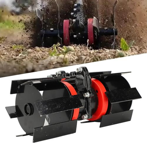 SustVita 9 Teeth Universal Plow, Heavy Duty Disc Harrow, Aluminum Iron Round Plow Harrow, Deep Plowing Weeding Wheel for Garden Tiller, Lawn Mower, Scarifier Accessory (28mm)