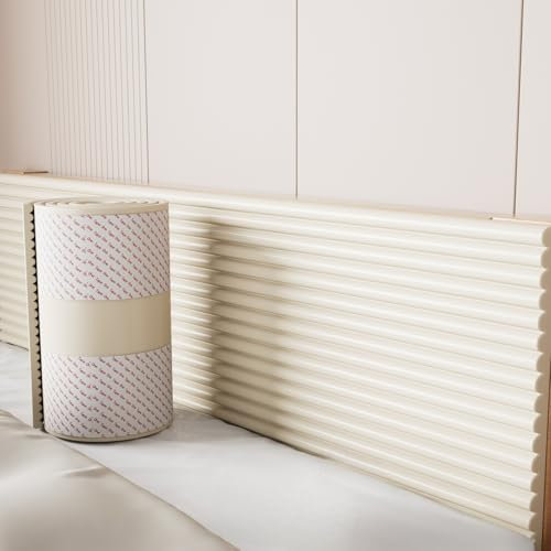 Wandpaneele Kinderzimmer, Wandkissen Selbstklebend, Polster Wandpolster Dicke 1 cm, Gepolsterte Wandpaneele für Schlafzimmer, Wohnzimmer, Garage, Balkon, Tisch, Ecke Wandschutz(Beige,50 cm x 2 m 4pcs)