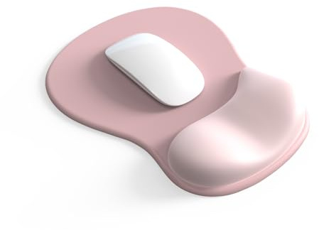 Alfombrilla de ratón ergonómica con cojín de gel, alfombrilla de ratón con reposamuñecas, base antideslizante, con acolchado para la muñeca, para ordenador portátil (rosa)