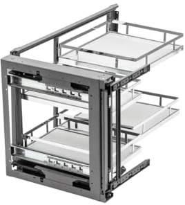 GTV Movix Pro Ecksystem mit Chromoberfläche, Ecke, kippbar, 450mm Front, 900 mm Korpus, Soft-Close mit Antirutschmatte, Chrom