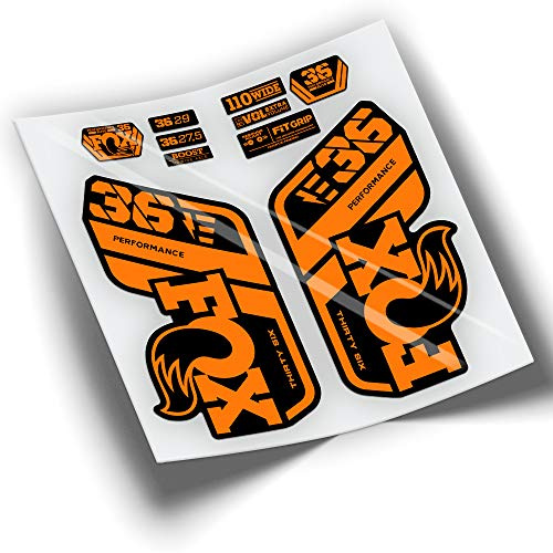 REF:VP431 Autocollants compatibles avec fourche FOX 36 2021-2025 PERFORMANCE MTB, autocollants, autocollants, vinyles pour vélos de montagne (ORANGE)