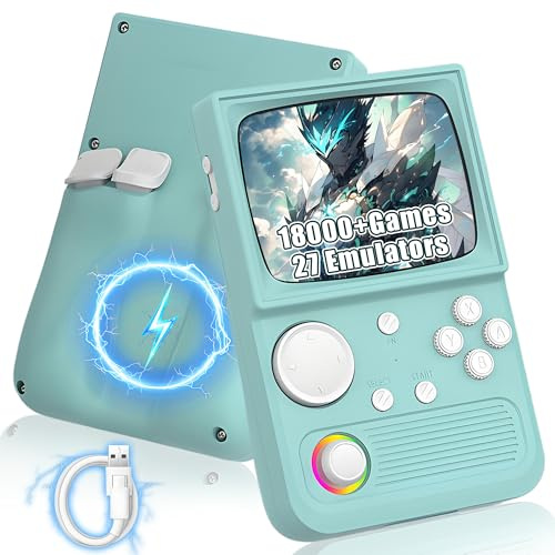 R36T Consola de Juegos portátil Retro Consola Retro Portátil,18000+ Juegos,27 Emuladores,4000mAh Consola Portatil,WiFi 4G/5G para multijugador Online,Pantalla IPS OCA de 3,5 (Verde Menta-64G)