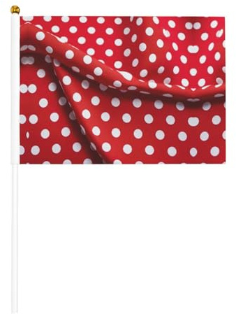 Drapeau portable à pois rouges et blancs, compact et léger, adapté pour les défilés, les événements et le soutien des fans