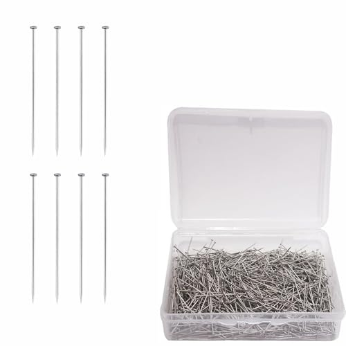 1 000 st sömnadsnålar set rostfritt stål klädtillverkningsstift med förvaringsbox raka stift för sömnad, hantverk (0,65 mm x 33 mm)
