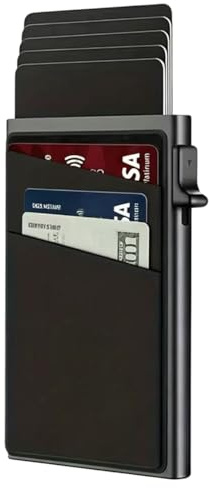 Aobiforu Pop up-korthållare, RFID-blockerande smal minimalistisk plånbok, rymmer 8+ kreditkort, gåvor för män