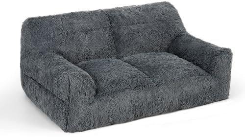 Pamapic Stor fluffig sittsäck med fyllning för 2-sitsig soffa, modern ergonomisk saccosäck för vuxna, sengångare för vuxna och husdjur, lämplig för vardagsrum och sovrum