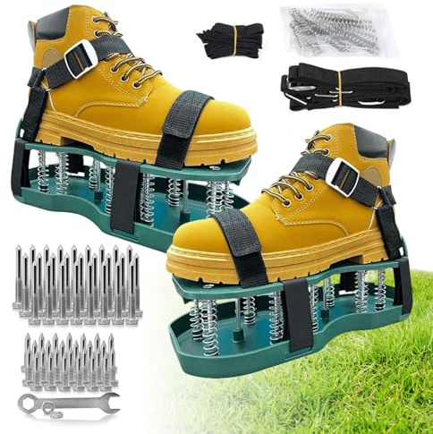 Cioquli Nagelschuhe, Rasenlüfter mit Klettverschluss, Nagelschuhe Ausgleichsmasse, Vertikutierer Rasenbelüftung Schuhe, Rasenlüfter Schuhe für Rasen, Garten, Höfen