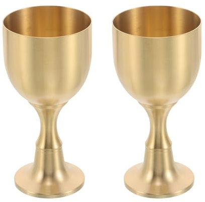 PRETYZOOM 2pièces Lot De Coupes Calice Dorées Laiton Vintage Calice Offrande Pour Communion à Liqueur Décoratif Pour Cérémonie Religieuse