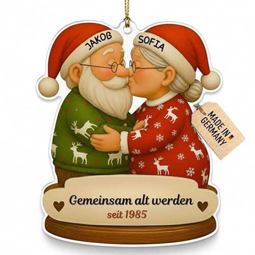Customdo Personalisierte Weihnachtsanhänger mit Name - Individuelle Weihnachtskugel Gemeinsam alt Werden Anhänger selbst gestalten - Weihnachtsbaumschmuck für Weihnachtsbaum Ornament Kuss
