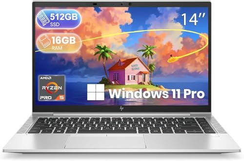 HP EliteBook 845 G7 - Ordenador portátil, 14 FHD (1920 x 1080), AMD Ryzen 5 Pro 4650U 2,1 GHz, 16 GB de RAM, SSD de 512 GB, teclado QWERTY americano, Windows 11 Pro (renovado)
