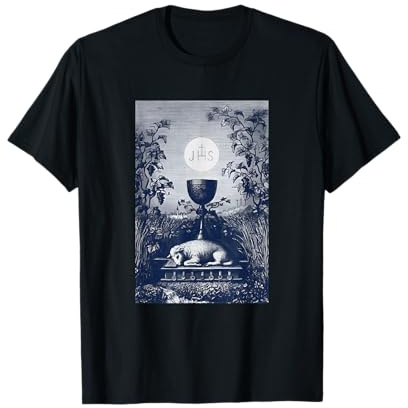 Eucharistie Symboles chrétiens JHS Calice Agnus Dei Jésus T-Shirt