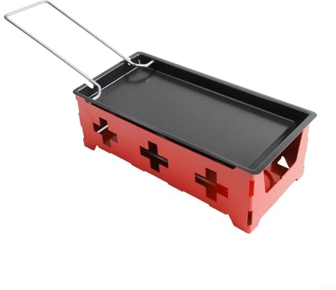 LatoYard Forno portatile per raclette di formaggio con riscaldatore per candele, set di teglia da forno antiaderente in acciaio al carbonio, strumento per grigliare per casa e giardino