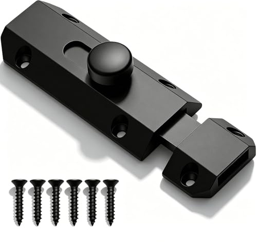 Door Bolt 3 Inch Brass Slide Barrel Door Latch, Heavy Duty Door Latches for Internal Door, Surface Mounted Security Bolt with Screws for Bathroom Bedroom Garden Gate, Black