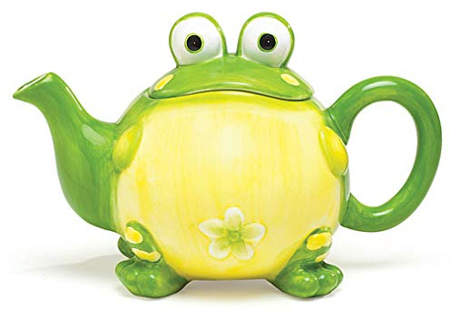 Adorable Toby the Toad/Frog Teapot For Kitchen Decor, Green, 32 oz