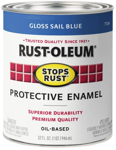 Rust-Oleum 7724502 Stops Rust Brush On Paint, Quart, Gloss Sail Blue