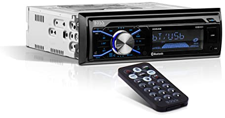 Boss Audio Systems 508UAB Multimedia Car Stereo - Single Din, Bluetooth Audio Hands-Free Calling, Built-in Microphone, CD MP3 USB AUX Input, AM FM Radio Receiver, LCD Display, Wireless Remote Control