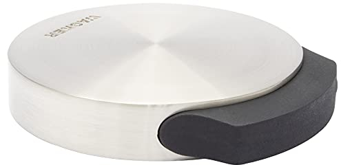 WAGNER Design-Boden-Türstopper SCREW OR GLUE/Schrauben oder Kleben - Durchmesser Ø 90 x 100 x 17 mm, Metall gebürstet, Edelstahloptik, thermoplastischer Kautschuk, Designpreis - 15512111