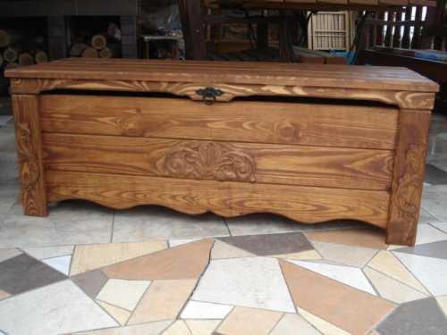 DECOCRAFT Wooden Blanket Box Coffee Table Trunk Vintage Chest Wooden Ottoman Box (BT1)