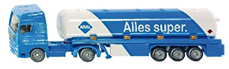 siku 1626, Tanksattelzug, Metall/Kunststoff, 1:87, Blau/Weiß, ARAL-Optik, Spielzeugauto für Kinder, Bereifung aus Gummi