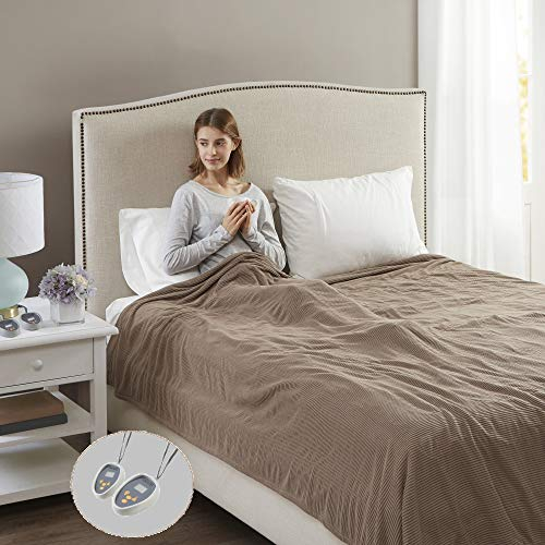 Beautyrest Heated Blanket King, Micro Fleece Electric Blanket, Brown
