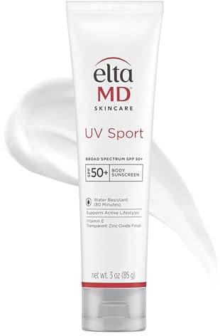 EltaMD UV Sport Sunscreen Lotion SPF 50 - Face and Body Sunscreen SPF 50, Water & Sweat Resistant, Zinc Oxide Formula for Active Lifestyles, 3 oz