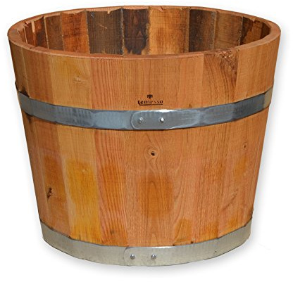 Temesso Blumentopf, Blumenkübel aus Kastanien-Holz - Fass, Holzfass als Pflanzkübel - Bottich, Holzkübel geölt (D60 H40cm geölt)
