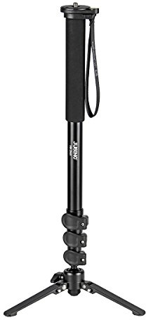 JUSINO Aluminium Monopod mit abnehmbarem Fuß/Tischstativ (10kg Belastbarkeit, Schnellspann-Clips) VM-284E