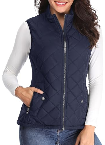MISS MOLY Weste Damen Steppweste Leicht Ärmellose Weste Gilet Jacke ohne Ärmel Blau Medium
