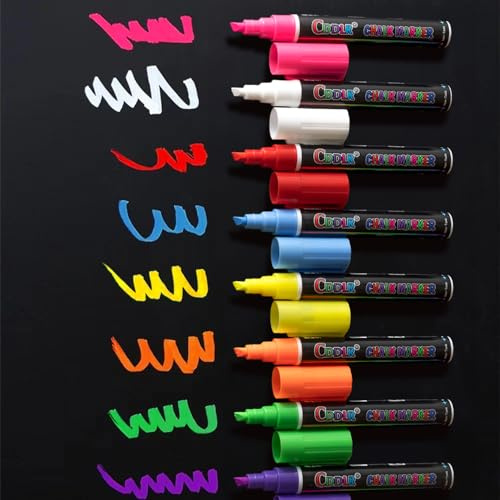 CDDLR 8 Pack Liquid Chalk Markers,Dry Erase Markers & Window Markers for Blackboards,Chalkboard Menu Board & Glass Car Window