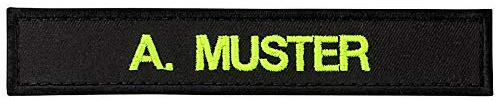Namensschild bestickt mit eigenem Namen personalisiert Stickschild in vielen Größen und Farben mit Klett (120x20mm, schwarz)