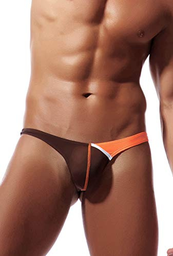 Newsywell Herr is silke string bikini låg stigning mjuka kalsonger underkläder, Kaffe, L