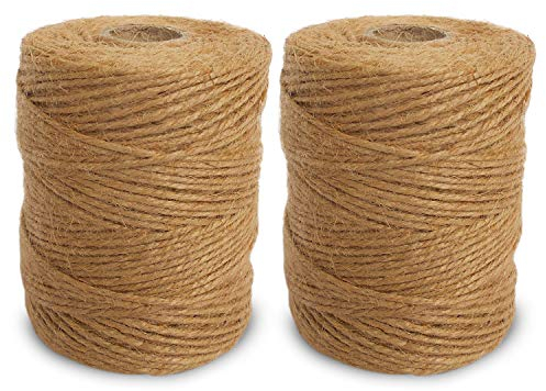 ANSIO Natural Jute Twine, 101 m / 333 ft – 2 mm 3-ply Rustic Brown Garden Twine String for Crafts, Floristry, Gift Wrapping & Plant Tying - Pack of 2